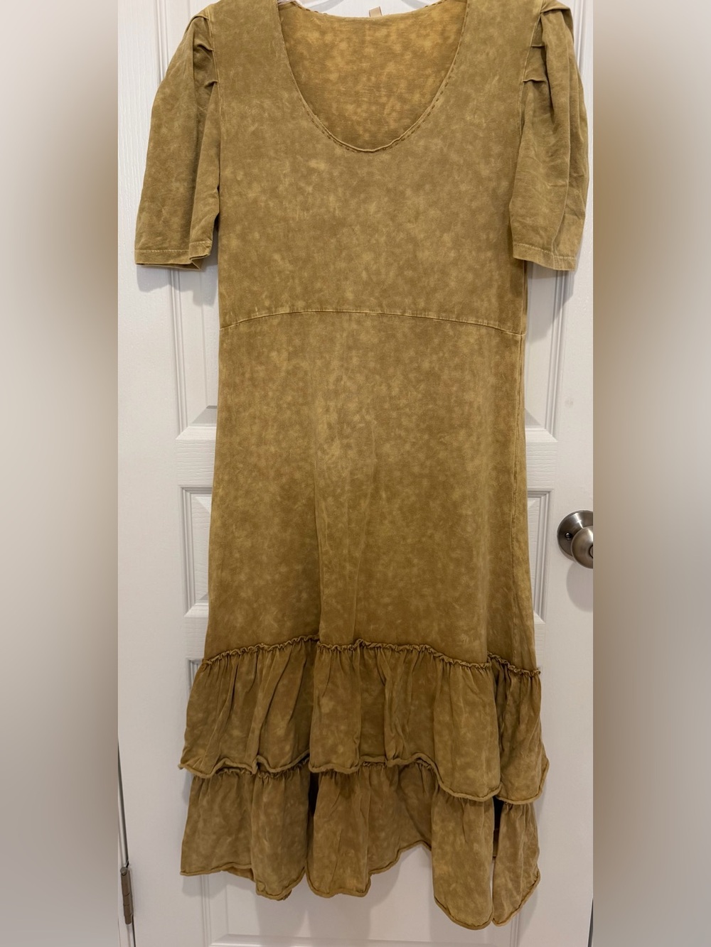 Reba Tan (Bickskin color) Tiered Ruffle Dress, size M